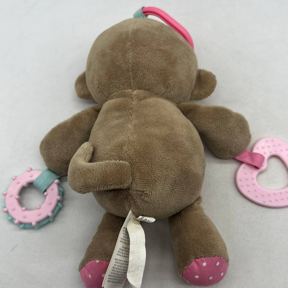Carters Child Mine Baby Teether Rattle, Crinkle Brown Girl Monkey Plush 10" Tall - Picture 2 of 3